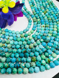 Turquoise 6MM Faceted Round shape, genuine Turquoise beads, Length 16" , Natural Turquoise