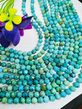 Turquoise 6MM Faceted Round shape, genuine Turquoise beads, Length 16" , Natural Turquoise