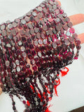 Garnet Flat Oval shape 7X9 mm size, Length of Strand 16", garnet fancy shape, AAA quality garnet