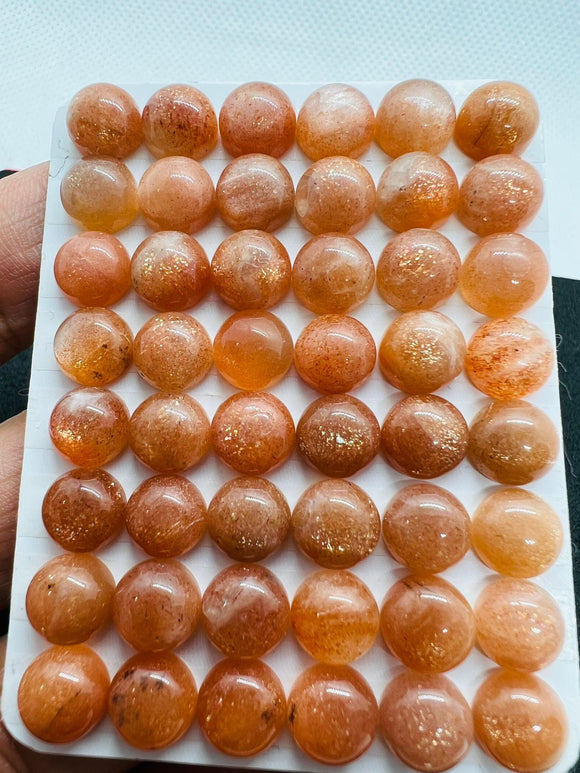 Sunstone 8mm cabs - Pack of 5 Pieces  -AA Quality, Sunstone Round Cabochon -Natural Sunstone Cabs
