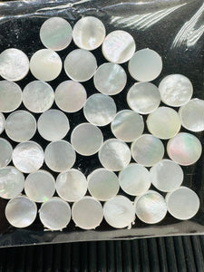 White MOP Round Cabs • 7 mm Size  • AAA Quality • Pack of 16 pieces • Both Sides Flat Cabs