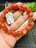 Sunstone Bracelet 10 mm size- Code #A7  - Natural Sunstone Beaded Bracelet - Length 7.5 Inch