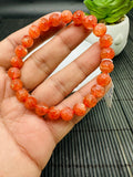 Sunstone Bracelet 8mm size- Code #A12  - Natural Sunstone Beaded Bracelet - Length 7.5 Inch