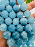 Aquamarine Round Beads - 14 mm Size - AAA Quality - Length 40 cm- Code #A9