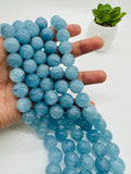 Aquamarine Round Beads - 14 mm Size - AAA Quality - Length 40 cm- Code #A9