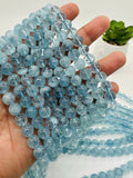 Aquamarine Round Beads - 8 mm Size - AAA Quality - Length 40 cm- Code #T2