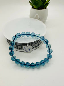 Aquamarine Round Bracelet • 8.50 mm Size • Code B1• 5A Quality • 7.5 Inch Length •  Natural Aquamarine Bracelet