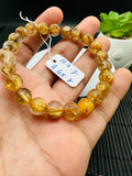 Golden Rutile Round Bracelet • 8 mm Size • Code G5 • 4A Quality • Natural Rutilated Quartz Bracelet