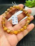 Golden Rutile Round Bracelet • 8 mm Size • Code G5 • 4A Quality • Natural Rutilated Quartz Bracelet