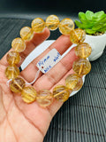 Golden Rutile Round Bracelet • 14 mm Size • Code G13 • 4A Quality • Natural Rutilated Quartz Bracelet