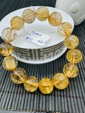 Golden Rutile Round Bracelet • 14 mm Size • Code G13 • 4A Quality • Natural Rutilated Quartz Bracelet