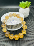 Golden Rutile Round Bracelet • 14 mm Size • Code G13 • 4A Quality • Natural Rutilated Quartz Bracelet