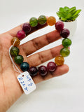 Tourmaline Bracelet 12 mm Size - Code#D3 - 4A Quality  Natural Multi Tourmaline Round Bracelet - Length 7.5"
