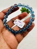 Aquamarine Round Bracelet • 8.50 mm Size • Code B1• 5A Quality • 7.5 Inch Length •  Natural Aquamarine Bracelet