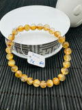 Golden Rutile Round Bracelet • 7 mm Size • Code G1 • 4A Quality • Natural Rutilated Quartz Bracelet