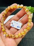 Golden Rutile Round Bracelet • 7 mm Size • Code G1 • 4A Quality • Natural Rutilated Quartz Bracelet