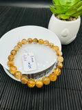 Golden Rutile Round Bracelet • 8 mm Size • Code G5 • 4A Quality • Natural Rutilated Quartz Bracelet