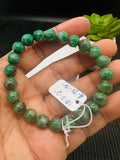 Emerald  Round Bracelet - 8 mm Size - Code #E5 AAA Quality  - Natural Emerald Bracelet - Length 7.5 Inch