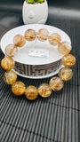 Golden Rutile Round Bracelet • 16 mm Size • Code B1 • 4A Quality • Natural Rutilated Quartz Bracelet