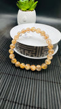 Golden Rutile Round Bracelet • 8 mm Size • Code B6 • 4A Quality • Natural Rutilated Quartz Bracelet