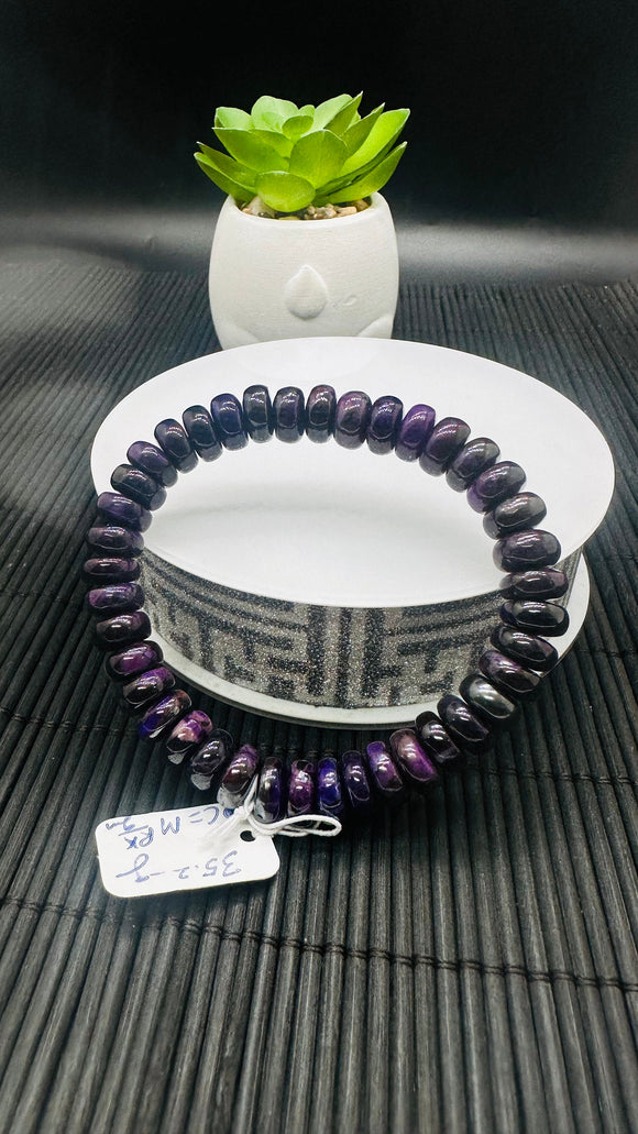 Sugulite Bracelet 10 mm Size • Code S4 • AAA Quality • Sugulite Roundel Bracelet 7.5 Inch Length • Natural Sugulite - Purple Color