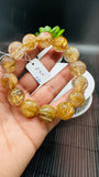 Golden Rutile Round Bracelet • 16 mm Size • Code B1 • 4A Quality • Natural Rutilated Quartz Bracelet