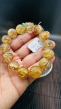Golden Rutile Round Bracelet • 16 mm Size • Code B1 • 4A Quality • Natural Rutilated Quartz Bracelet