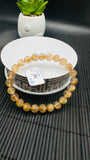 Golden Rutile Round Bracelet • 8 mm Size • Code B4 • 4A Quality • Natural Rutilated Quartz Bracelet