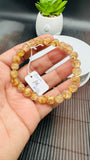 Golden Rutile Round Bracelet • 8 mm Size • Code B6 • 4A Quality • Natural Rutilated Quartz Bracelet