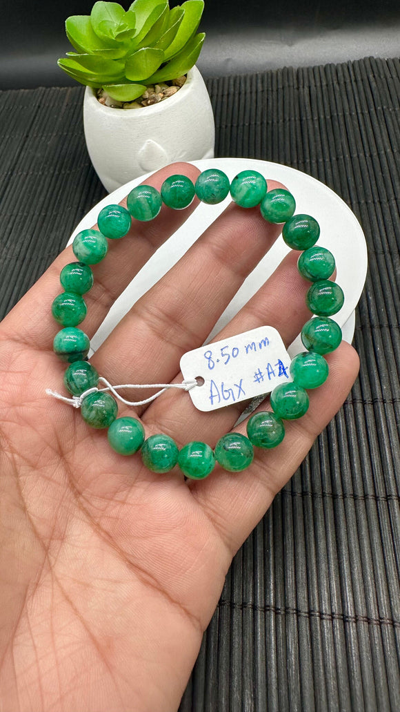 Emerald Round Bracelet - 8.5 mm Size - Code #A4   - Natural Emerald Bracelet - Length 7.5 Inch