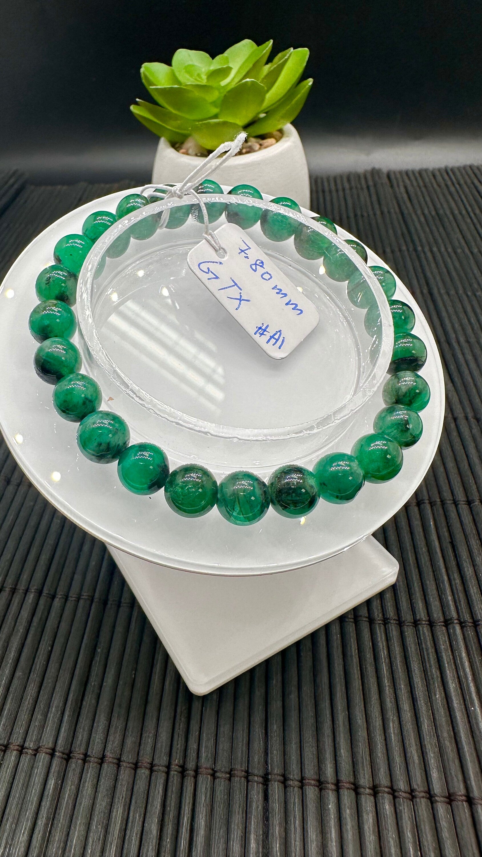 Emerald Round Bracelet - 7.8 mm Size - Code #A1 - Natural